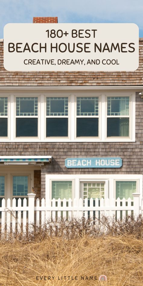 Beach house. Simple Beach House Interior, Beach House Front Porch Ideas, Beach House Name Signs, Beach House Signs Outdoor, Beach Names Ideas, Villa Names Ideas, Beach House Names Ideas Fun, Vacation Home Aesthetic, House Names Ideas Inspiration