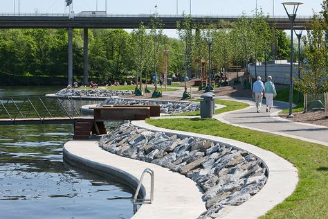 Urban Landscape Design, Riverside Park, Easy Landscaping, Landscape Architecture Design, Parking Design, Cool Landscapes, Landscape Projects, Contemporary Landscape, Urban Planning