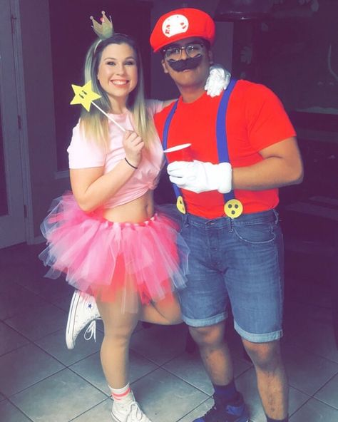 Mario Bros Couple Costume, Halloween Costumes Couples Mario And Princess Peach, Princess Peach And Luigi, Plus Size Princess Peach Costume, Princess Peach Tutu Costume, Easy Princess Peach Costume, Mario And Princess Peach Costume Diy, Princess Peach Adult Costume Diy, Princess Peach Diy Costume Adult