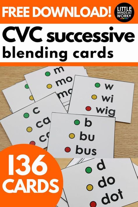 Successive Blending, Intervention Classroom, Literacy Intervention, Cvc Activities, Cvc Words Kindergarten, Cvc Word Activities, Phonics Free, First Grade Phonics, Kindergarten Language Arts