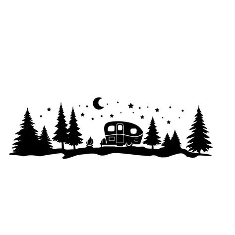 Camping Svg, Starry Forest Svg, Camper in Forest Svg, Camper - Inspire Uplift Camping Stencils, Camping Svg Files Free, Starry Forest, Cricut Camping, Campfire Svg, Sticker Board, Forest Svg, Camper Decals, Glamper Camper