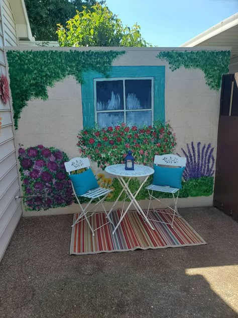 Terrace Wall Painting Ideas, Simple Wall Paintings, Gardening Design Diy, Garden Mural, Franklin Tennessee, Diy Wall Painting, Wall Murals Painted, Garden Decor Projects, Wall Painting Decor