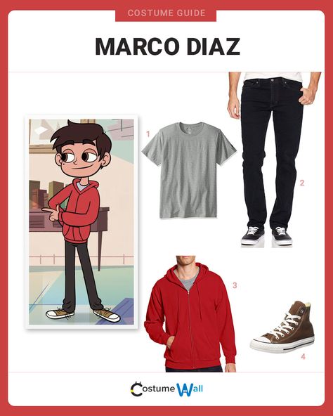 Get ready to hunt down monsters as Marco Diaz, Star’s best friend in Star vs the Forces of Evil. Star And Marco Halloween Costume, Nerd Costumes, Christmas Drawings For Kids, Dress Drawing Easy, Marco Diaz, Costume Guide, Easy Cosplay, Closet Cosplay, Cartoon Butterfly