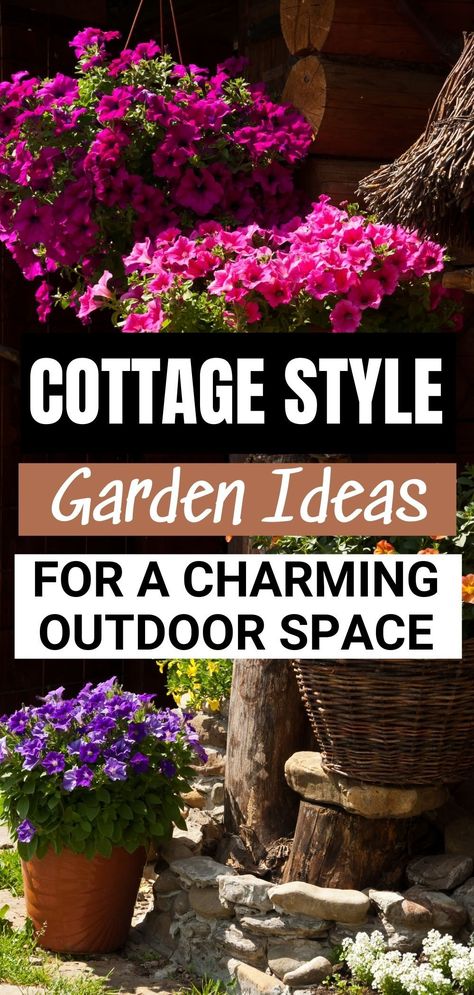 Combining generous flowers with traditional designs, your cottage style garden can be the oasis of your dreams. Use these creative garden ideas to customize your own garden and create the charming, relaxed look you have always wanted. Backyard Gardens Flowers, Cottage Style Planters, Small Tea Garden Ideas, Cottage Garden Planter Ideas, Country Garden Design Layout, Cottage Style Flower Beds, Cottage Garden Structures, Cottage Garden Pots, Cottage Garden Pots & Planters