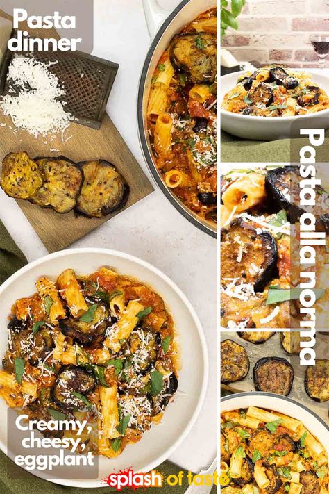 Cheesy Eggplant, Roasted Eggplant Pasta, Eggplant Sauce, Sicilian Pasta, Amazing Pasta, Italian Casserole, Eggplant Pasta, Vegetarian Ideas, Pasta Alla Norma