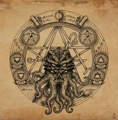 Cthulhu Pentagram by Jack-Burton25 on DeviantArt Cthulhu Tattoo, Concept Art Landscape, Lovecraft Monsters, Cthulhu Art, Lovecraft Cthulhu, Otto Schmidt, Lovecraftian Horror, Mike Mignola, H P Lovecraft