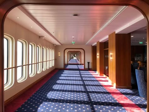 Old Cruise Ships, Ocean Liner Interior, Cruise Ship Rooms, Cruise Ship Interior, Cruise Interior, Post Modern Interior Design, Cruise Ships Interior, Ship Interior, Cruise Rooms