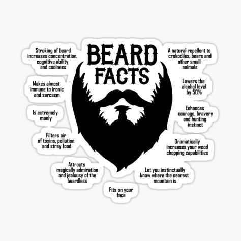 "Absurdly Rugged" Sticker by IT-Anastas | Redbubble Beard Facts, Men Muscles, Mustache Man, Black Men Beard Styles, Beard Quotes, Beard Tips, Beard Rules, Beard Art, Natural Repellent