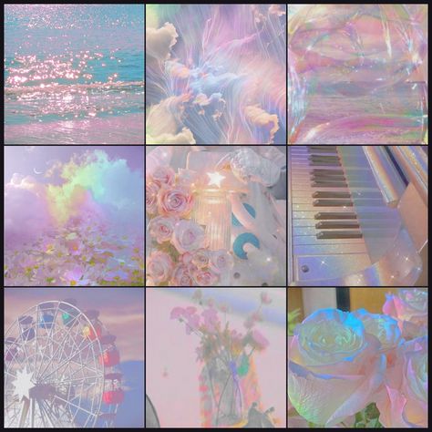 Dreamy Aesthetic Color Palette, Iridescent Mood Board, Rainbow Aesthetic Moodboard, Pastel Ipad Aesthetic, Crystal Mood Board, Pastel Dream Aesthetic, Rainbow Moodboard Aesthetic, Pastel Aesthetic Moodboard, Pastel Galaxy Color Palette