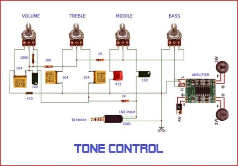 Tone Control Volume Circuit Heavy Bass DIY Homemade - TRONICSpro Bass Treble Circuit Diagram, Tone Control Circuit Diagram, Power Amplifier Circuit Diagram, Audio Amplifier Circuit Diagram, Amplifier Circuit Diagram, Amplificatori Audio, Diy Bluetooth Speaker, Diy Subwoofer, Basic Electronic Circuits