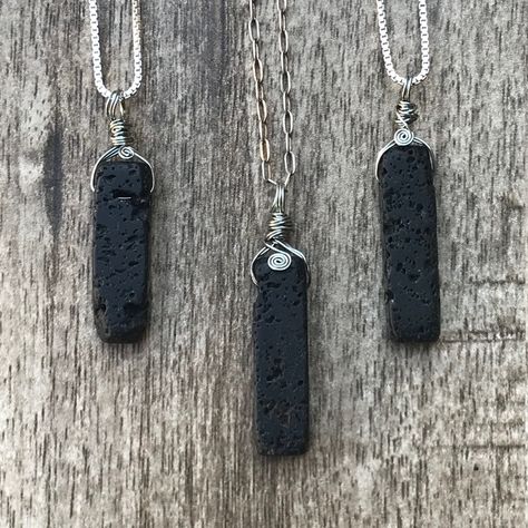 Lava Earrings, Rock Pendant, Chakra Racine, Diffuser Necklace, Sherman Oaks, Lava Rock, Stone Pendant Necklace, Silver Box, Lava Stone