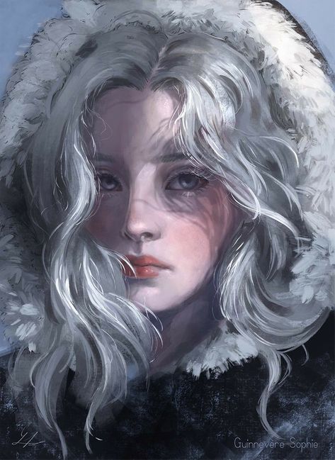 Snow People Fantasy Art, Woman With White Hair Art, White Hair Fantasy Art, White Haired Girl Art, Snow Fantasy Art, White Hair Character Art, White Hair Girl Art, Snow Digital Art, Snow Character