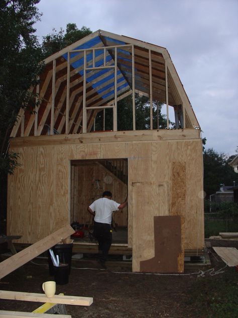 Home Building Projects: How To Build A Two Floor (Second Story) Shed - With a Lot of Help! Shed Building, Build Your Own Shed, Cheap Sheds, Wood Storage Sheds, Shed Building Plans, Large Sheds, Storage Shed Plans, Diy Shed Plans, Shed Plan