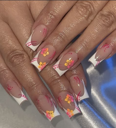 Simple Gel Nails, Summery Nails, Girly Acrylic Nails, Cute Acrylic Nail Designs, French Tip Acrylic Nails, Simple Acrylic Nails, Short Square Acrylic Nails, Pretty Gel Nails, Unique Acrylic Nails