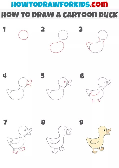 How To Paint A Duck Easy, How To Draw A Duck Step By Step Easy, How To Draw A Duckling, Baby Ducks Drawing, How To Draw A Duck Easy, Duck And Ducklings Drawing, How To Draw A Cute Duck, How To Draw A Duck Step By Step, Duck Doodle Easy