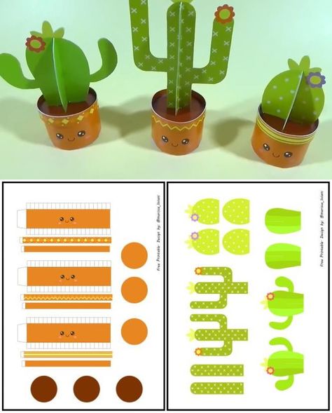 3d Paper Cactus Template Free Printable, Paper Cactus Craft, Cactus Paper Craft, Diy Tiny Books, Cactus Centerpiece, Toys Template, Mini Books Diy, Tiny Books, Paper Cactus