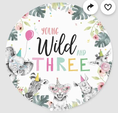 Third Birthday Girl, Young Wild And Three, Safari Animals Birthday, Girls 3rd Birthday, Wild Birthday Party, Animals Safari, Animal Party Theme, Shopping Gifts, Third Birthday Party