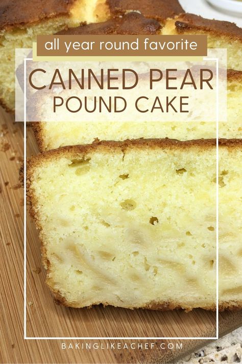 Sliced pear cake on a wooden board Pear Pound Cake, Recipes With Canned Fruit, Pear Recipes Easy, Pear Desserts, Pear Cake Recipes, Histamine Foods, Pear Dessert Recipes, Canned Pears, Pear Dessert