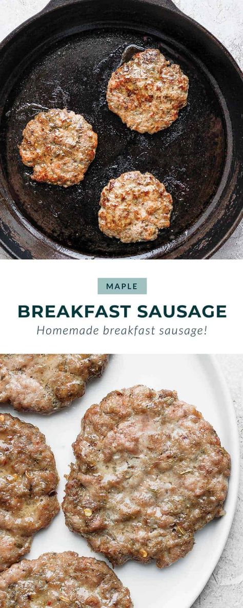 Maple Breakfast Sausage Patties - Fit Foodie Finds Maple Breakfast Sausage Seasoning, Maple Sausage Recipes Breakfast, How To Make Sausage Patties, Homemade Turkey Sausage Patties, Homemade Sausage Patties, Maple Breakfast Sausage Recipes, Turkey Breakfast Sausage Recipes, Breakfast Patties Recipe, Recipes With Maple Sausage