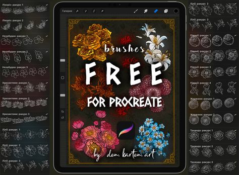 FREE brushes flowers :: Behance Flowers Procreate, Flower Procreate, Procreate Flower, Brush Procreate, Best Procreate Brushes, Graphics Tablets, Free Brushes, Illustrator Brushes, Brushes Procreate