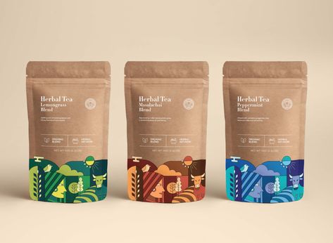 Organic Food Packaging, Coffee Bag Design, Rice Packaging, Spices Packaging, Tea Labels, Coffee Shop Branding, Tea Packaging Design, Moringa Powder, Kraft Packaging