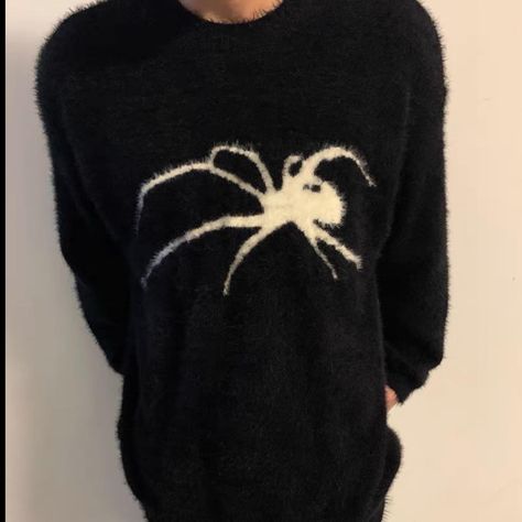 Spider Sweater, Pull Mohair, Festival Mode, Sweaters Men, White Coat, Mohair Sweater, Loose Sweater, Knit Fashion, Wool Sweaters