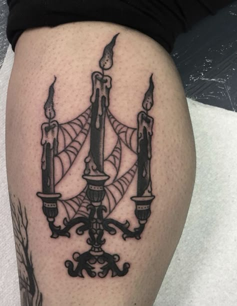 #CoolTattoos #TattooArt #InkMaster #TattooDesigns #InkedUp #TattooLovers #InkInspiration #TattooIdeas #CreativeInk #TattooStyle Dainty Gothic Tattoo, Wwdits Tattoos, Spooky Patchwork Tattoos, Halloween Knee Tattoo, American Traditional Gothic Tattoos, Candelabra Tattoo, Vamp Tattoo, Victorian Gothic Tattoo Ideas, Goth Tattoo Ideas