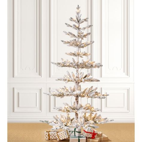 6ft. Deluxe Pre-Lit Flocked Pine Artificial Christmas Tree, Warm White LED Lights | Michaels Easter Christmas Tree, Christmas Tree With Led Lights, Led Christmas Tree Lights, Spruce Christmas Tree, Fir Christmas Tree, Warm White Lights, Pine Christmas Tree, Christmas Beach, Neutral Christmas Decor