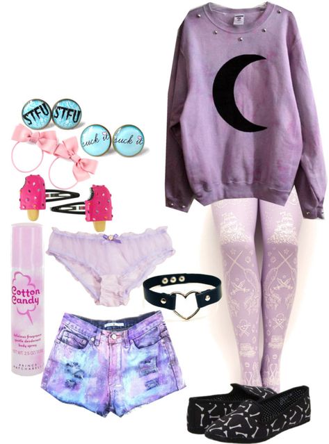 Pastel Goth Outfit Ideas, Pastel Grunge Outfits, Purple Pastel Goth, Cute Emo Outfits, Pastel Outfits, Pastel Goth Outfits, Goth Outfit, Space Outfit, Purple Pastel