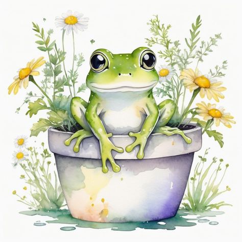 Watercolour Frog, Frog Watercolor, Frosch Illustration, Frog Pictures, Frog Tattoos, Frog Drawing, Posca Art, Diy Watercolor Painting, Frog Art