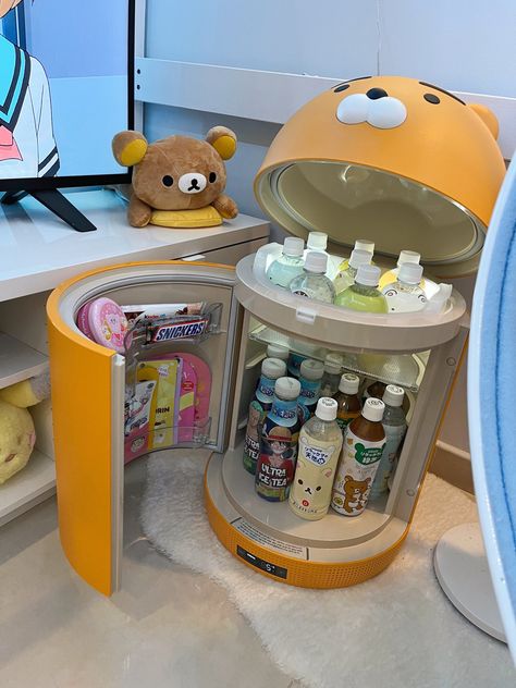 Kakao Ryan, Mini Fridge In Bedroom, New Fridge, Room Gaming, Dorm Design, Mini Fridges, Anime Room, Mini Fridge, Room Makeover Inspiration