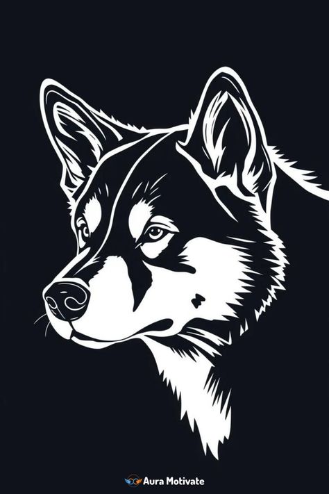 A hand-drawn sketch of a husky dog's head, set against a dark background that makes its fur stand out Canvas Painting Easy, Face Line Drawing, Dog Sketch, Face Lines, Head Set, A Husky, Painting Easy, Husky Dogs, Line Drawings