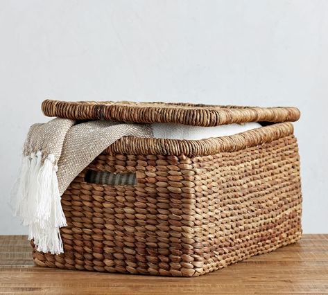 Lidded Basket, Rectangular Baskets, Lidded Baskets, Seagrass Basket, Hand Woven Baskets, Stylish Storage Solutions, Large Baskets, Beach Combing, Wicker Basket