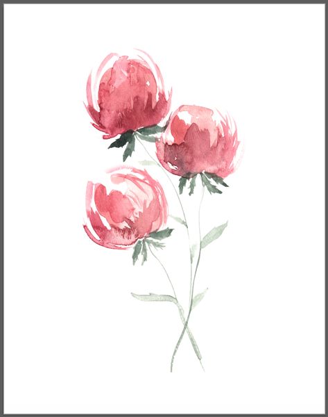 Hourglass Illustration, Simple Watercolor Flower, Simple Watercolor Flowers, Watercolor Simple, Peonies Watercolor, Easy Flower Drawings, Watercolor Peony, Illustration Tutorial, Simple Watercolor