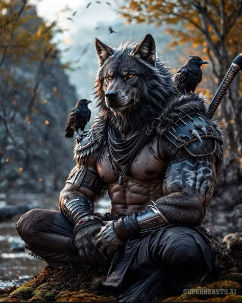 Wolf Warrior, Werewolf Stories, House Of Wolves, Wolf Warriors, Get Angry, Wolf Artwork, Warriors Wallpaper, Werewolf Art, Warrior Spirit