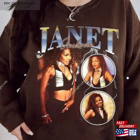 Vintage Style Janet Jackson T-Shirt Rap T-Shirts Graphic Tee Music Classic Unisex Check more at https://mycustomily.com/product/vintage-style-janet-jackson-t-shirt-rap-t-shirts-graphic-tee-music-classic-unisex/ Janet Jackson, Rap, Graphic Tees, Vintage Fashion, Music, T Shirt