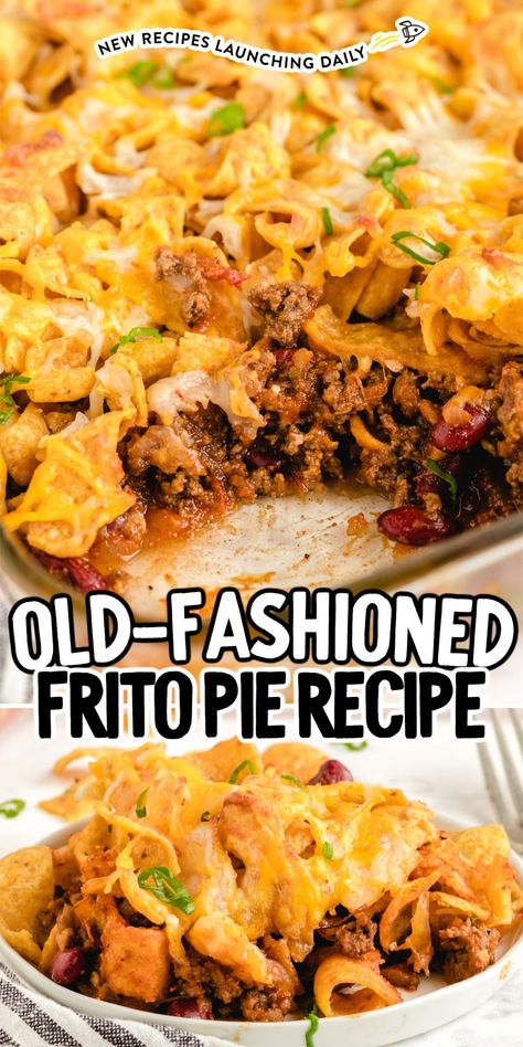 Chili Cheese Frito Pie, Frito Chips Recipes, Frito Chili Pie Recipe, Chili Pot Pie, Frito Pie Recipe, Frito Chili, Frito Chili Pie, Chili Pie, White Queso Dip