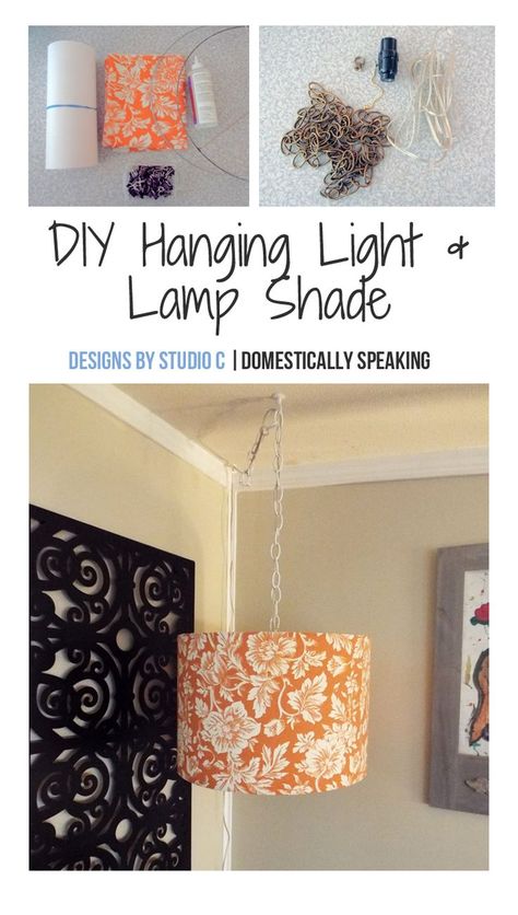 This would be perfect in the dark corner of my family room!!!  A DIY Hanging Light and Lamp Shade - looks like an easy DIY Project Swag Lamp Ideas, Diy Hanging Light, Swag Lamps, Diy Swag, Hanging Light Lamp, Diy Lamps, Hanging Lamp Shade, Lampshade Designs, Swag Lamp