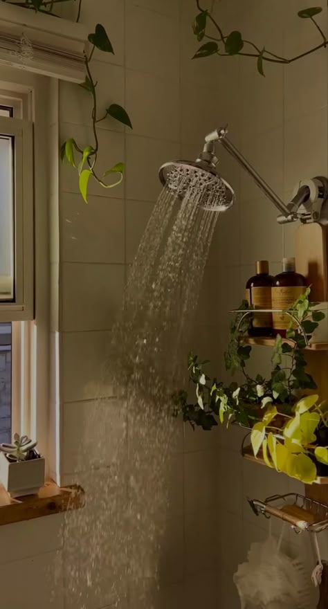 Green Aesthetic Bathroom, Golden Hour Lighting, Earthy Bathroom, Earthy Home Decor, Earthy Home, Aesthetic Bathroom, Bathroom Aesthetic, Apartment Aesthetic, Bathroom Inspiration Decor