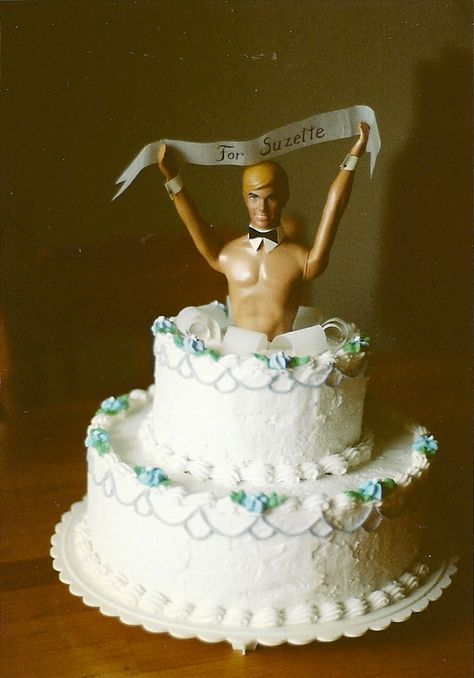 Chippendale Bridal Shower Cake -   Top Tier Wedding Cakes - southern Oregon Let Them Eat Cake Bachelorette, Bridal Shower Cake Ideas Funny, Hens Cake, Bridal Shower Cake Ideas, Bridal Shower Centerpieces Diy, Tier Wedding Cakes, Party Sides, Bachelorette Cake, Bridal Shower Brunch Invitations