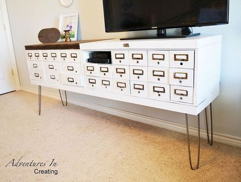 Industrial Safe Deposit Boxes turned TV Console Weekend Home Projects, Diy Safety, Bedroom Tv Stand, Tv Armoire, Hiding Ugly, Safe Deposit Box, Rustic Tv Stand, Hidden Tv, Diy Tv Stand