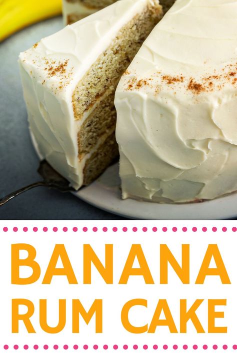 You will love this delicious banana rum cake - yummy moist Banana Foster cake perfect for dessert at your next party. Take a boxed cake mix and ramp up the flavor and presentation with this baking recipe that will be a family favorite. Delicious food that is easy to make! Rum Banana Pudding, Pistachio Rum Cake Recipe, Desserts With Rum, Banana Rum Cake Recipes, Banana Foster Cake, Best Rum Cake Recipe, Banana Rum Cake, Rum Cake Recipe Easy, Rum Desserts