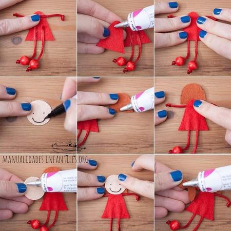 Felt Toys Patterns, Doll Brooch, Felt Crafts Patterns, Felt Crafts Diy, Clothespin Dolls, Dollar Store Crafts, Felt Diy, Fairy Dolls, Felt Dolls