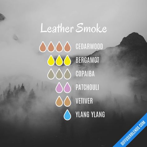 Leather Smoke | DiffuserBlends.com Candle Blends, Perfume Blends, Essential Oil Perfumes Recipes, Scent Blends, Eo Blends, Essential Oils Diy, Essential Oil Combinations, Fragrance Blends, Beard Butter