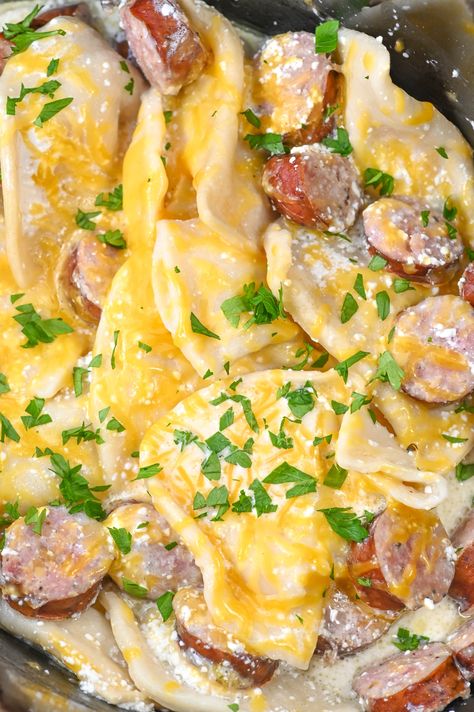 Crockpot Pierogi with Kielbasa Casserole Kielbasa And Perogies Recipes Crockpot, Kielbasa Perogie Recipes, Crockpot Perogies Casserole, Crockpot Pierogies And Kielbasa, Crockpot Pierogi Casserole With Kielbasa, Crockpot Pierogies, Kielbasa And Pierogies, Perogie Casserole, Kielbasa Casserole