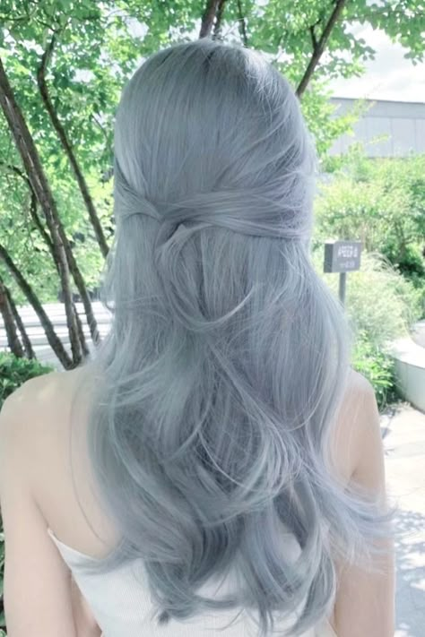 Blueish Silver Hair, Pale Blue Hair Aesthetic, Light Blue Blonde Hair, Icy Blue Blonde Hair, Light Blue Grey Hair, Pastel Blue Hair Aesthetic, Light Coloured Hair, Light Blue Hair Curly, Pale Blue Hair Color