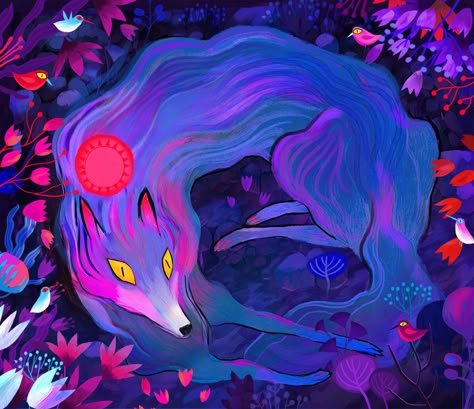 Juliette Oberndorfer, Behance Illustration, Wolf Forest, Arte Do Kawaii, Fantasy Forest, Art Et Illustration, Arte Popular, Nature Illustration, 그림 그리기