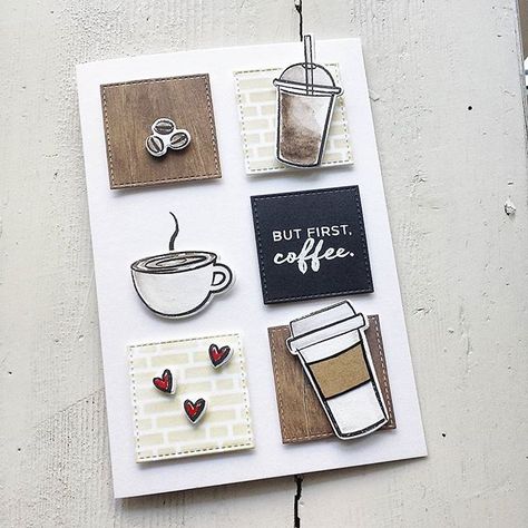 But first coffee from a_country_home Coffee Themed Cards, Tea Cup Card, Cafe Cards, Coffee Stamps, I Need Coffee, Daily Mantra, Coffee Cards, Coffee Theme, First Coffee