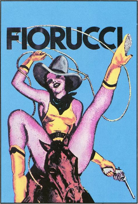 Iconic 70s and 80s Italian brand Fiorucci Vintage Italian Posters, Italian Posters, Italo Disco, Artwork Images, Old Ads, Cat Walk, Pin Up Art, Poster Vintage, Vintage Artwork