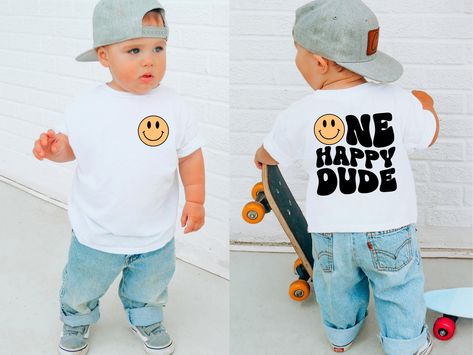 One Happy Dude T Shirt, Smiley Birthday Shirt, First Birthday Shirt, Birthday Boy Shirt, Toddler Birthday, Toddler Shirts, Kids Shirts - Etsy Boy Birthday Themes 1st, One Year Old Birthday Theme Boy, Boy 1st Birthday Themes, First Birthday Boy Themes, Smiley Birthday, First Birthday Theme Boy, Baby First Birthday Themes, One Happy Dude, First Birthday Boy